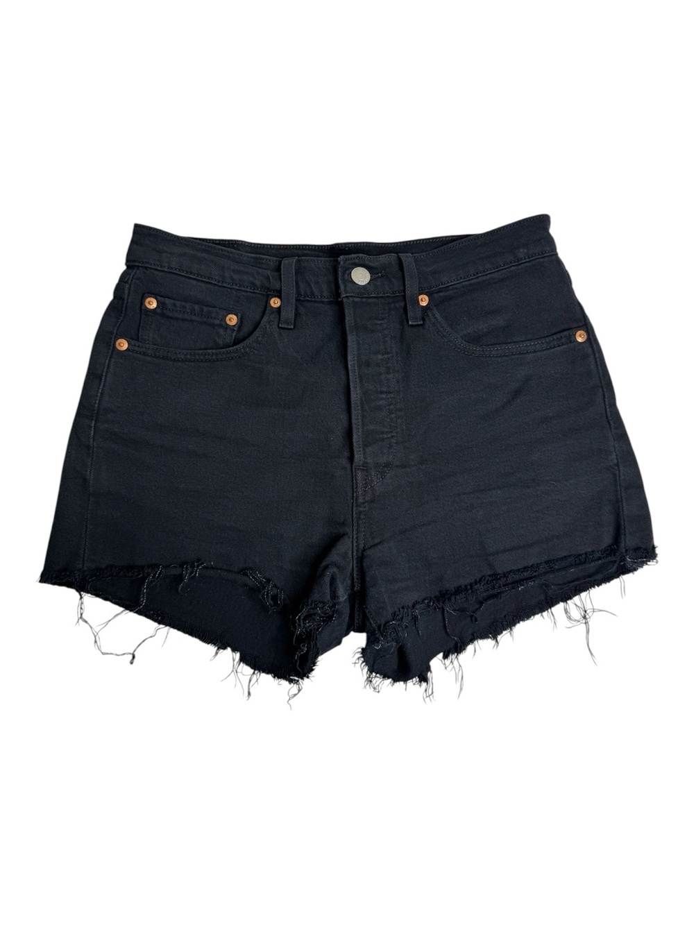 Levi’s Cut Off Button Fly Black Jean Shorts